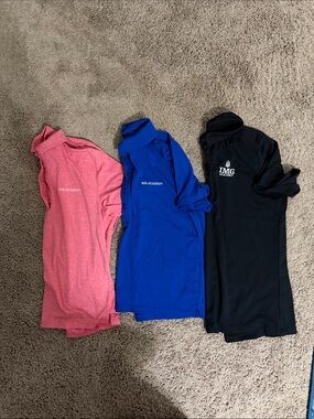 IMG Academy Under Armour Girls' Polo Trio in Pink, Blue, and Black size small